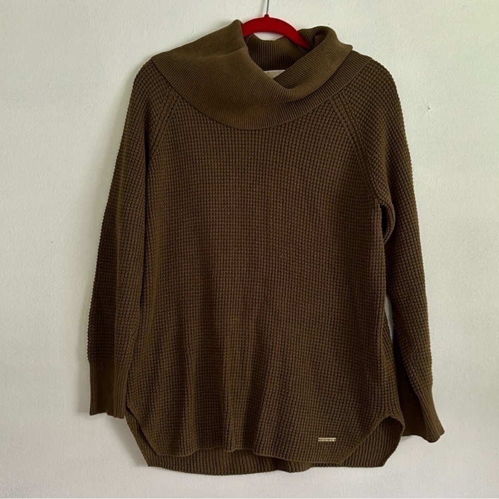 Michael Kors turtleneck sweater olive green L knit
